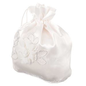 Bridal Bags Floral White Tote Dolley Bag Fabric Money Purse Satin Wedding :)